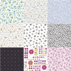 Tissu coton motif fleurs 30 x 35 cm