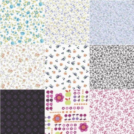 Tissu coton motif fleurs 30 x 35 cm