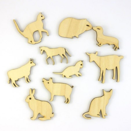 Pack de 10 animaux familiers en bois