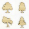 Pack 4 arbres silhouettes en bois