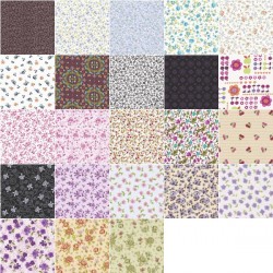 Coupon tissu coton motif fruits et fleurs 30 x 35 cm