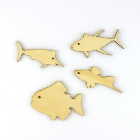 Pack de 4 poisson en bois