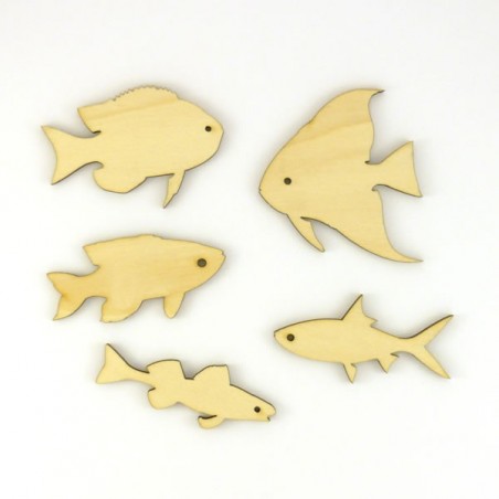 Pack de 5 poisson en bois