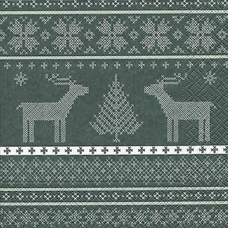 serviette de Noël avec cerf gris et blanc loisir créatif