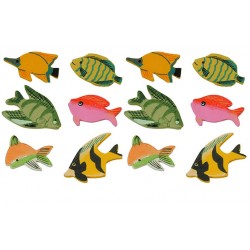 12 poissons décorés stickers 