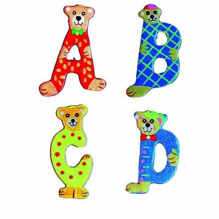 26 lettres alphabet en bois décorées animaux