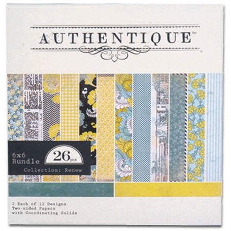 Carnet papier scrap de 24 motifs 6x6  authentique (tons Renews)