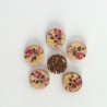 5 Boutons coco fleurs roses et vert