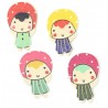 4 Boutons bois petite fille 3,9 x 2,6 cm