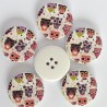 4 Boutons bois décor chouettes  3 cm - 4 trous