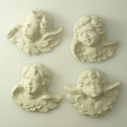 4 anges en plâtre regard gauche