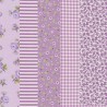 5 Coupons patchwork coordonnés mauve/blanc/vert coton 29,5 x 70 cm