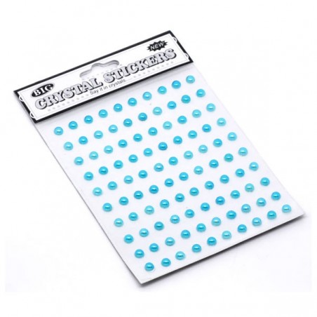 100 demi-perles embellissement 5 mm bleu autocollantes