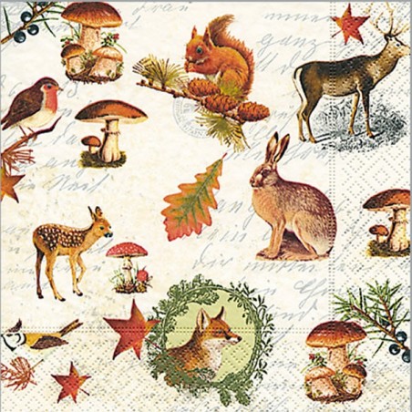 Serviette motif automne animaux