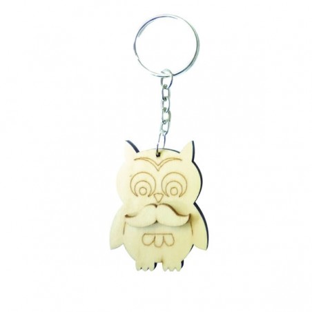 Chouette (hibou) porte-clef en bois à décorer