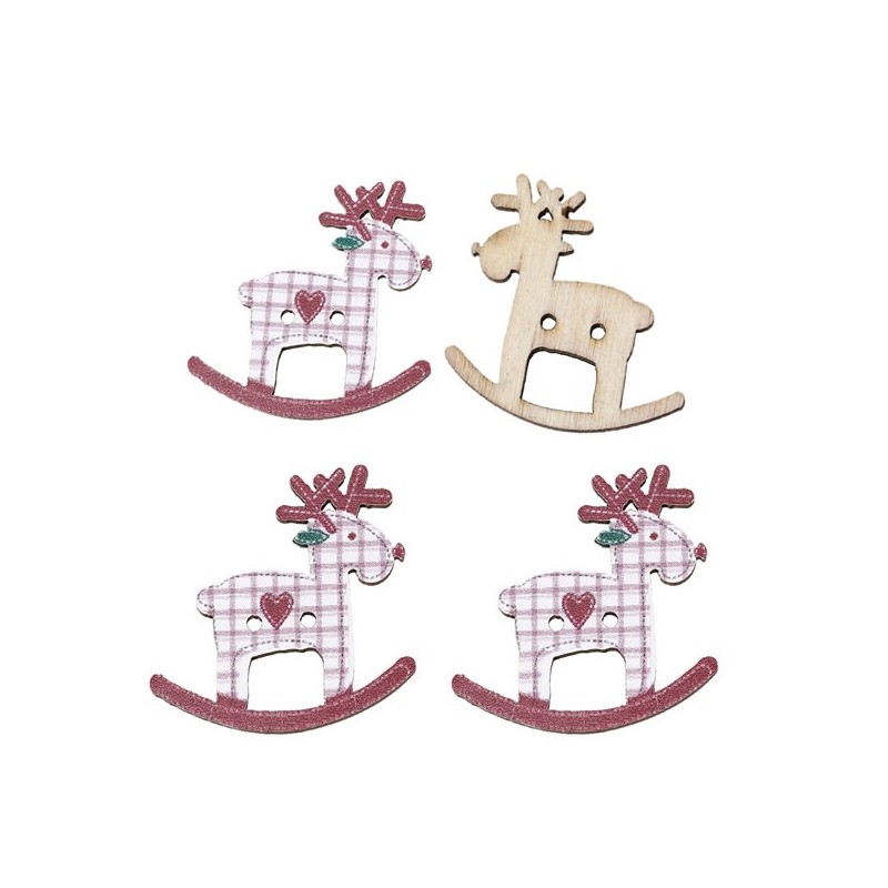 3 boutons coeur de Noël blanc