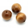 3 Perles boule bois marron vernis 28 mm