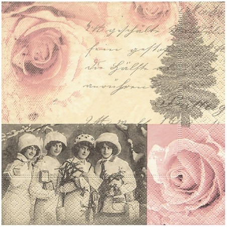 Serviette papier romantique four ladies