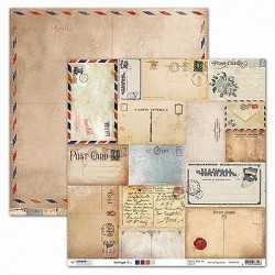 Papier Design vintage 30,5 x 30,5 cartes postales, tampon, cachet de cire, manuscrit studio light