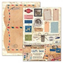 Boite cadeau à monter décor vintage air mail avion timbre et autre studio light
