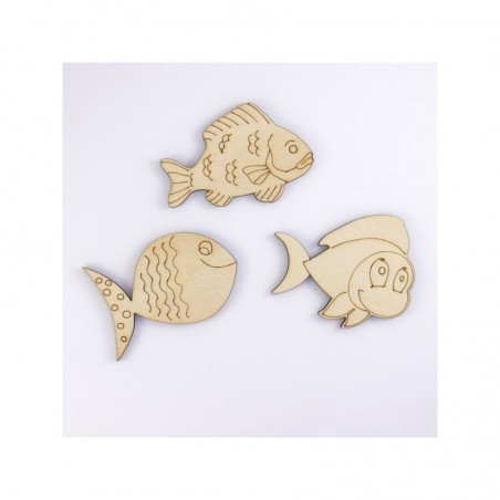 Pack de 3 poissons d'avril en bois 