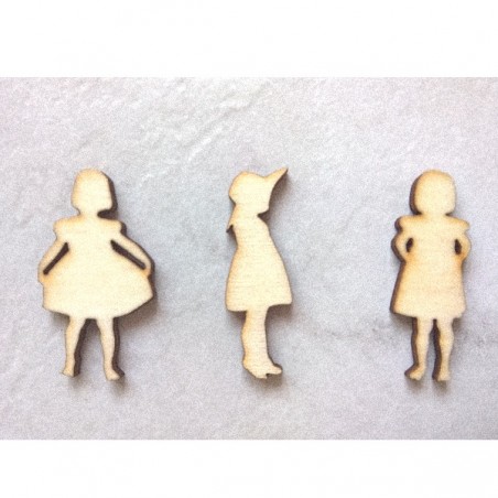 Pack de 3 Petites filles en bois