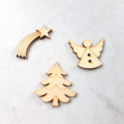 3 Décors Noël étoile filante, sapin et ange à décorer ou pas
Fabrication française avec le bois de nos régions