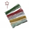 50 Fils chenille assortiment doré or argent vert sapin rouge scintille