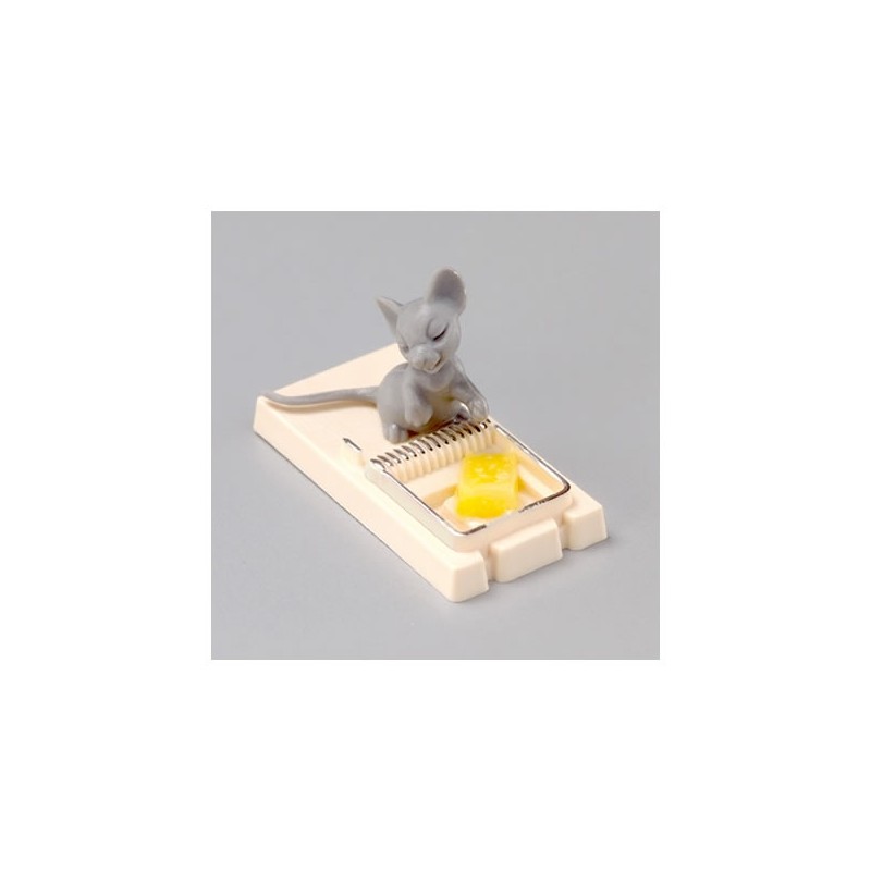 Piège à souris, souris et fromage miniature embellissement déco table