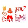 pochoir petits motifs de Noël Chaque motif peut être découpé séparément Sapin, botte, maison, fleur,bonhomme pain d'épices